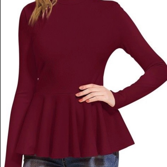 Holy Renfrew Burgundy Peplum sweater, size XS - Picture 2 of 7